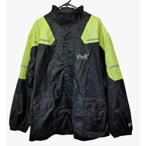 HWK High Visibility Motorcycle Rain Jacket Unisex Size L READ MEASUREMEN…